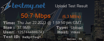 Speed Test Result