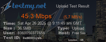 Speed Test Result