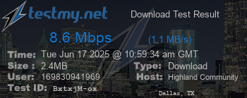 Speed Test Result