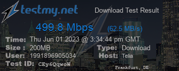 Speed Test Result