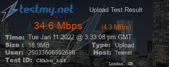 Speed Test Result