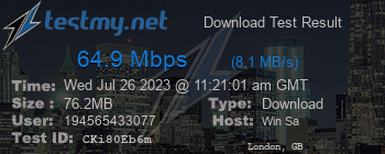 Speed Test Result