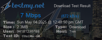 Speed Test Result