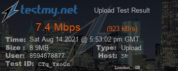 Speed Test Result