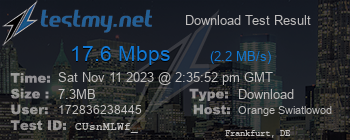 Speed Test Result