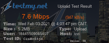 Speed Test Result