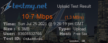 Speed Test Result