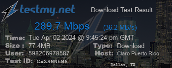 Speed Test Result