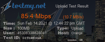 Speed Test Result