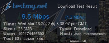 Speed Test Result