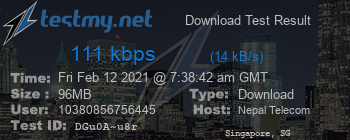 Speed Test Result