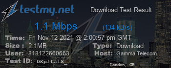 Speed Test Result