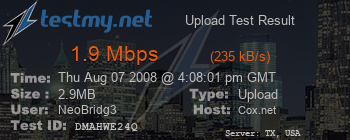 Speed Test Result