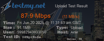 Speed Test Result