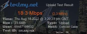 Speed Test Result