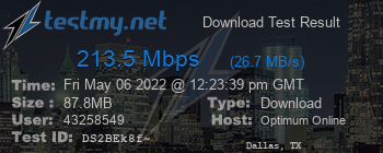 Speed Test Result