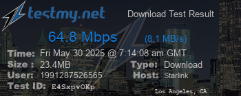 Speed Test Result