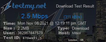 Speed Test Result