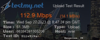 Speed Test Result
