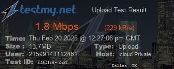 Speed Test Result