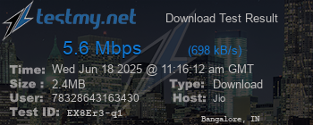 Speed Test Result