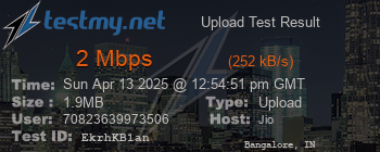 Speed Test Result