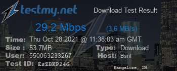 Speed Test Result