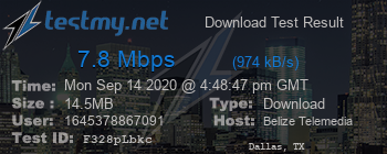 Speed Test Result