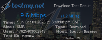 Speed Test Result