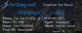 Speed Test Result