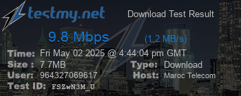 Speed Test Result