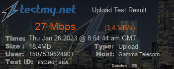 Speed Test Result