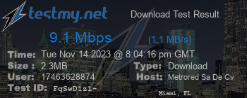 Speed Test Result
