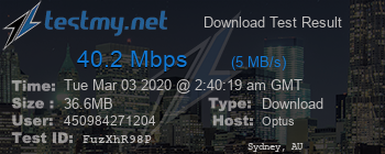 Speed Test Result