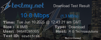 Speed Test Result