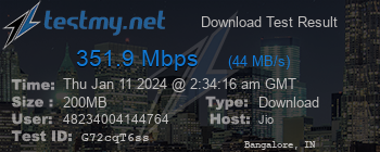 Speed Test Result