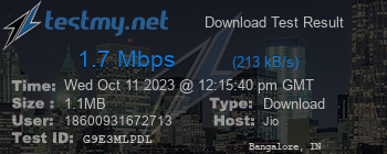 Speed Test Result