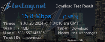 Speed Test Result