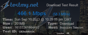 Speed Test Result