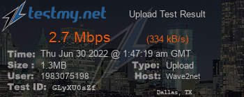 Speed Test Result