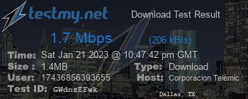 Speed Test Result