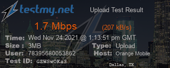 Speed Test Result