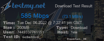 Speed Test Result