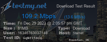 Speed Test Result