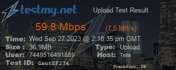 Speed Test Result