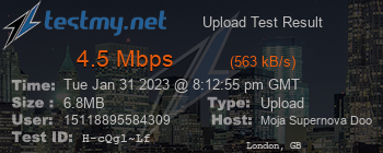 Speed Test Result