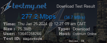 Speed Test Result