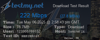 Speed Test Result