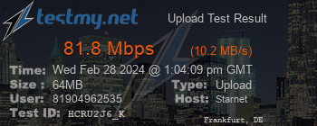 Speed Test Result