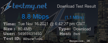 Speed Test Result